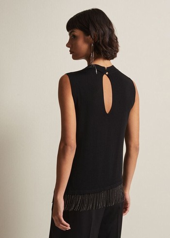 Phase Eight Alara Diamante Sleeveless Knitwear Black USA | 4619380-OD